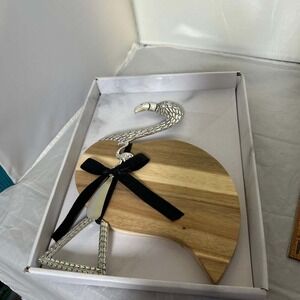 Flamingo Wood Serving Tray with Matching Spreader Set New in box